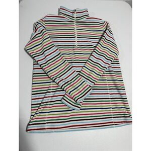 Lands End Color Stripe Fleece Long Sleeve 3/4 Zip Top Size Small (6-8) Cozy Warm